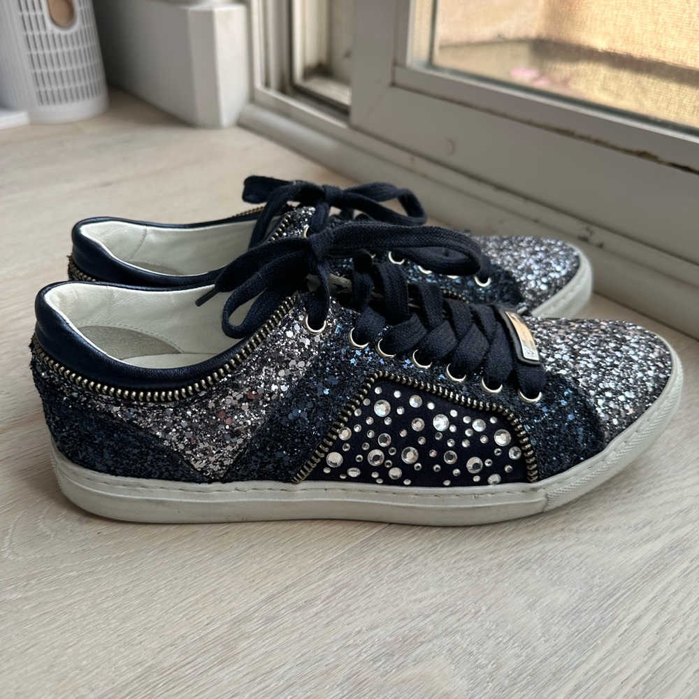Allessandro Dell'Acqua Glitter Fashion Sneaker Size 7